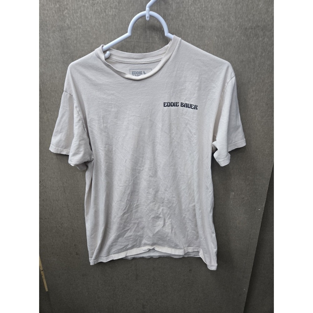 Eddie Bauer Fishing T Shirt XL White‎ Outdoor Graphic Mountain Lake Tee